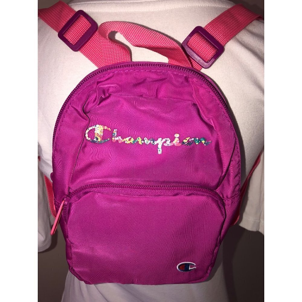 Champion Mini Backpack Adjustable Nylon Pink Stra… - image 2